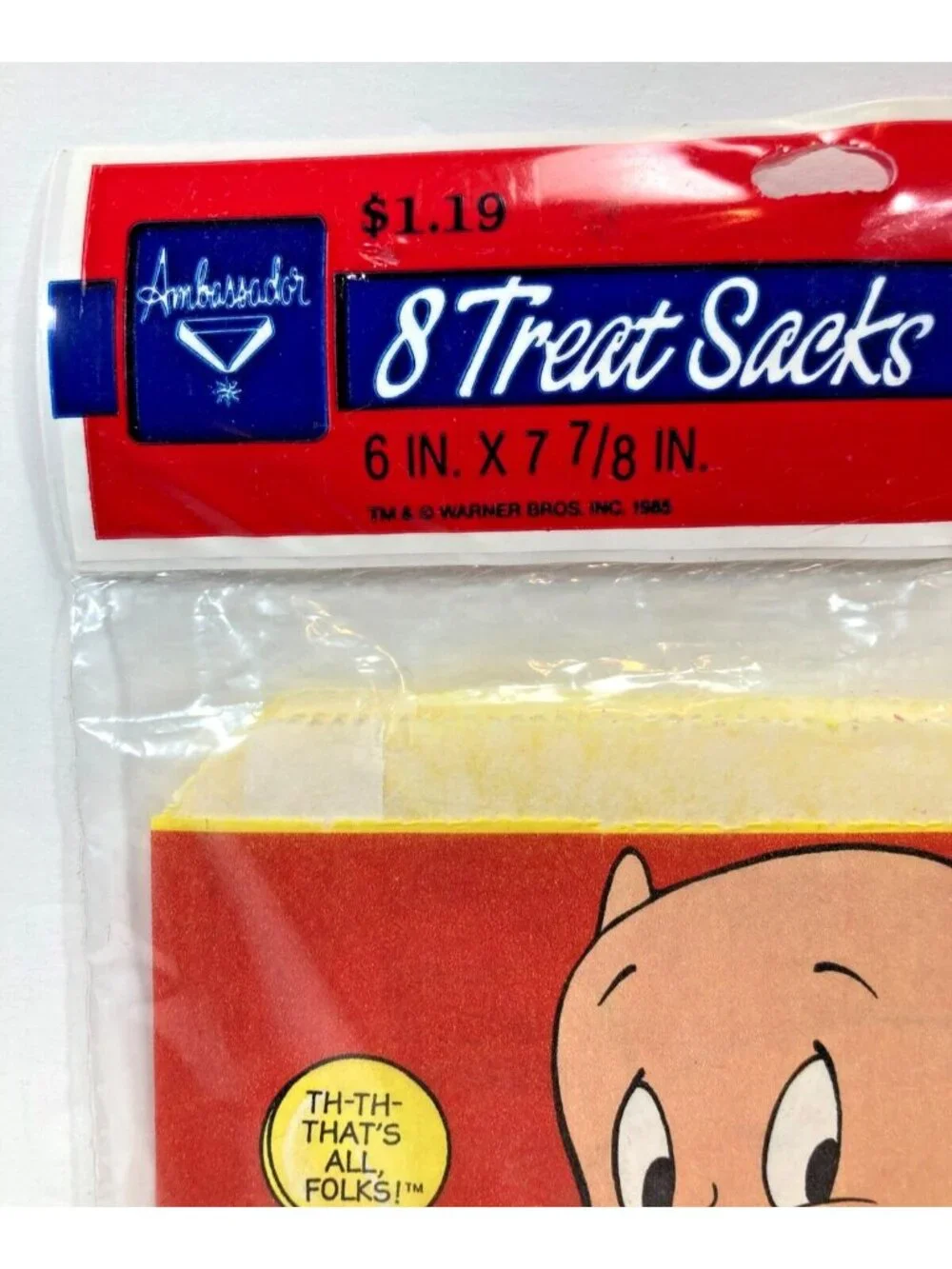 Vintage 1985 Porky Pig Looney Tunes Party Favor Goody Bags Treat Sacks Birthday